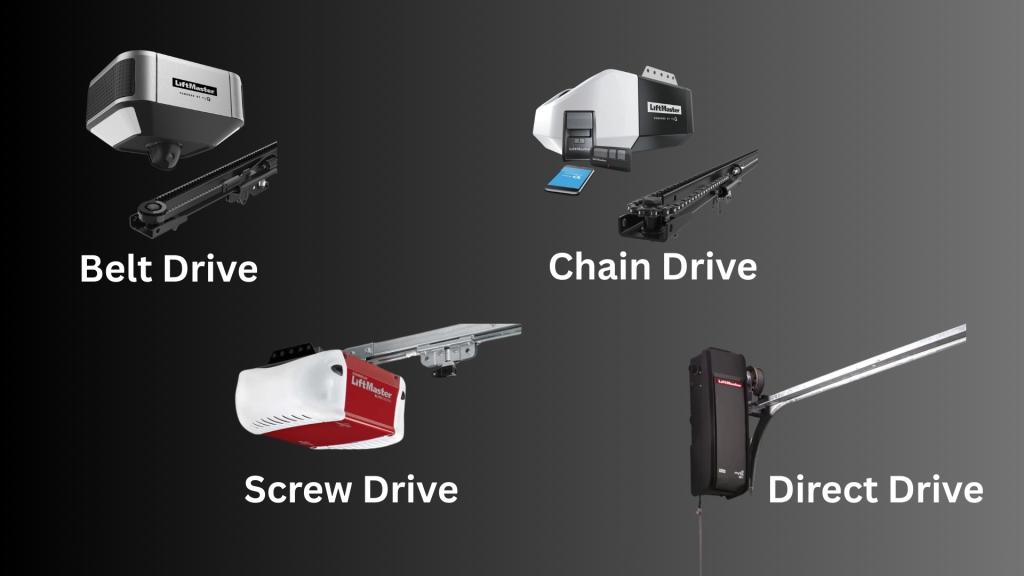 Best garage door opener models including belt drive, chain drive, screw drive, and direct drive