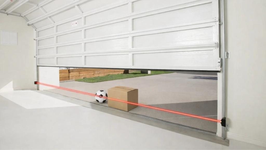 Garage door opener safety sensors detecting objects under the door