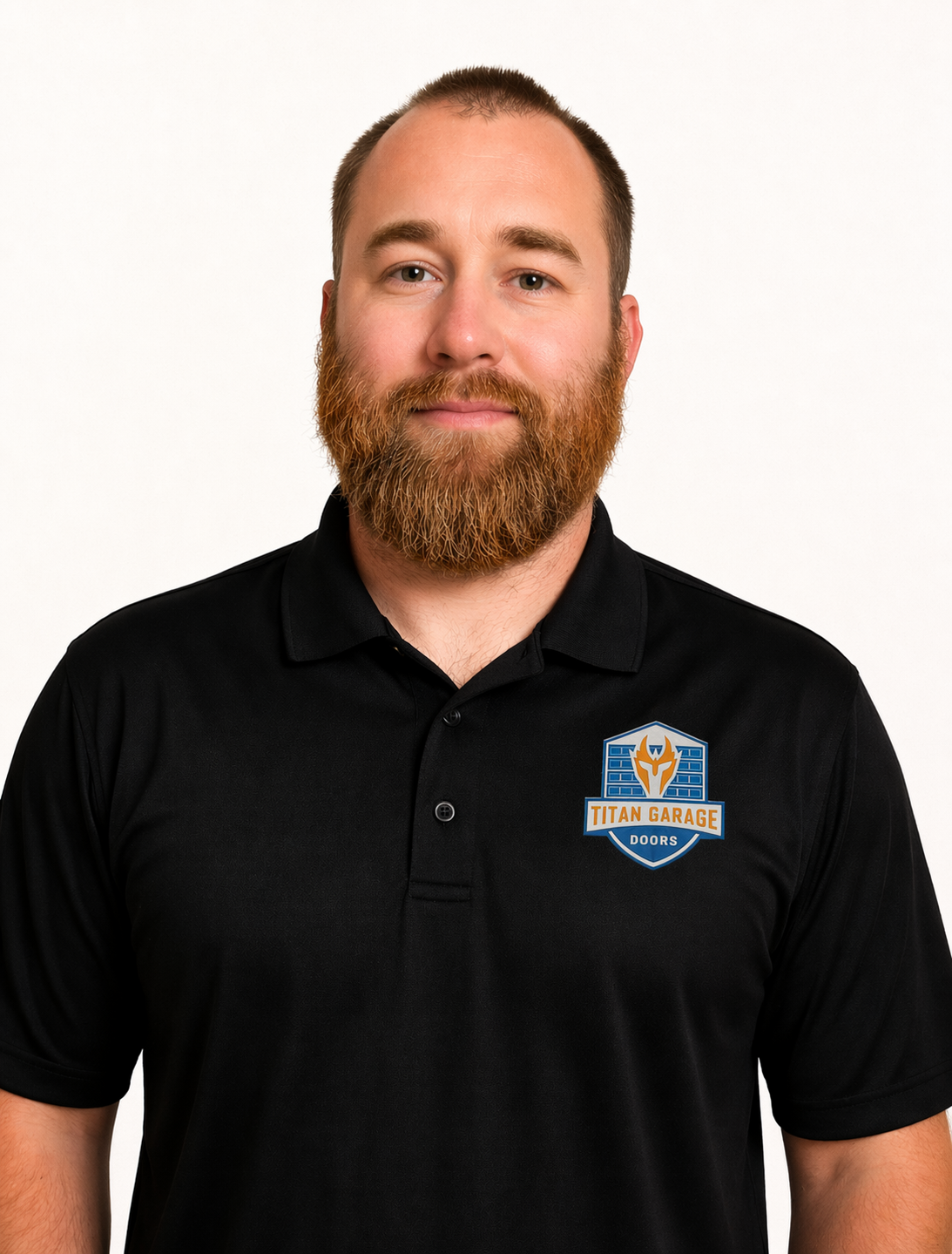 A close-up image of Brandon E., sales & business development manager at Titan Garage Doors Des Moines