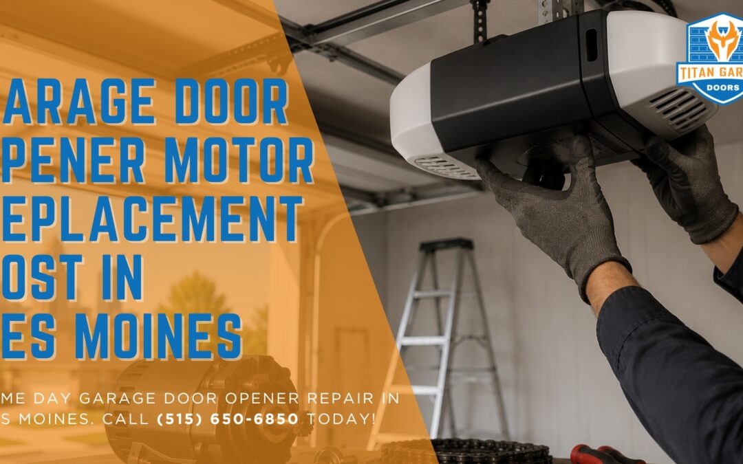 Technician servicing a unit for an opener motor replacement cost guide by Titan Garage Doors in Des Moines.