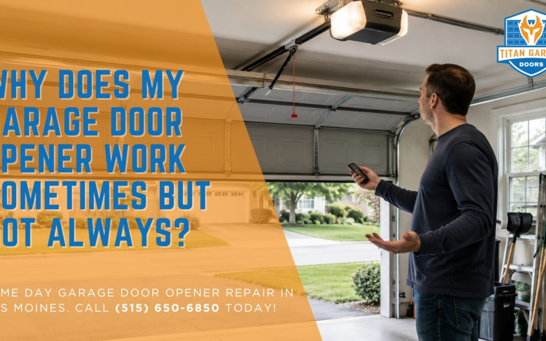 Homeowner troubleshooting a garage door opener that works intermittently